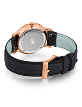 Load image into Gallery viewer, Jette Lugano Leather 33mm Rose Gold Black