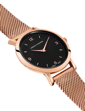 Load image into Gallery viewer, Lj Classic Lugano Milanese 33mm Rose Gold Black
