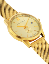 Load image into Gallery viewer, SAXON 39MM GOLD/GOLD SUNRAY MILANESE GOLD
