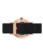 Load image into Gallery viewer, Jette Lugano Leather 40mm Rose Gold Black

